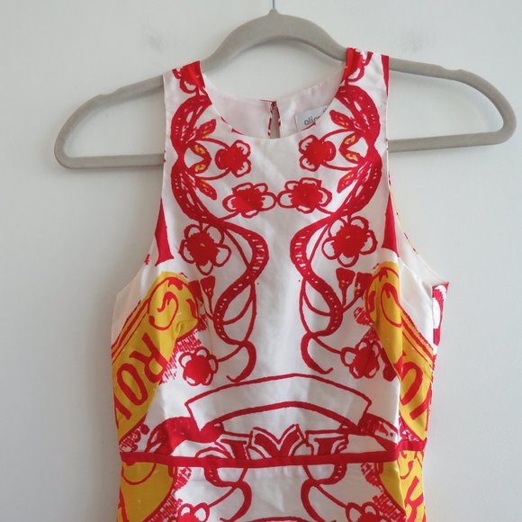 ALICE MCCALL Red White Baroque Print Fit & Flare Mini Dress - Size US 2 - Picture 4 of 16